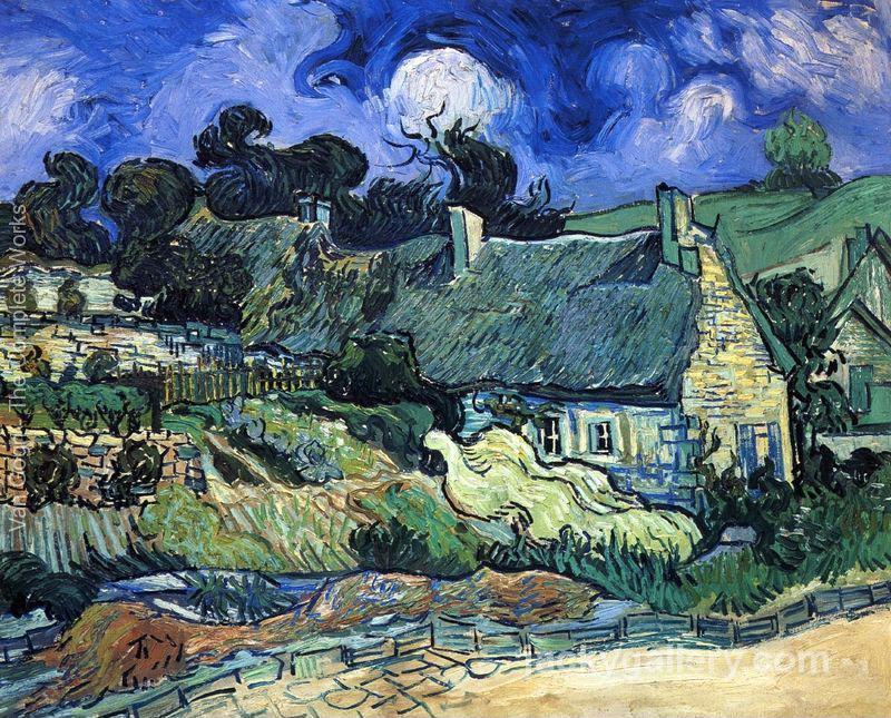 Houses with Thatched Roofs, Cordeville, Van Gogh painting